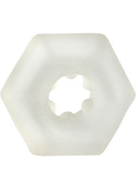 Sexagon Enhancer Cock Ring - Clear