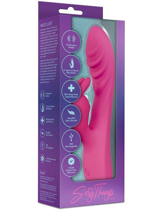 Sexy Things Wild Lust Rechargeable Silicone Rabbit Vibrator - Pink