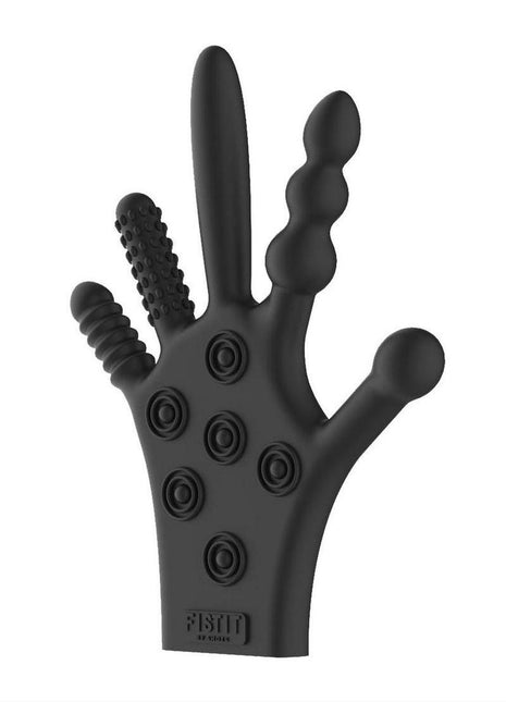 Shots Fist It Stimulation Silicone Textured Glove - Black