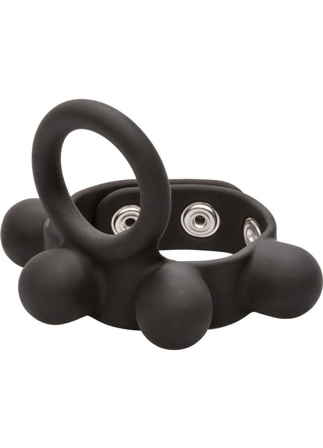 Silicone Medium Weighted C-Ring Ball Stretcher Cock Ring - Black - Medium