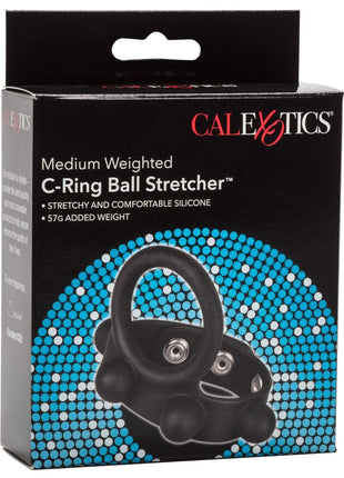 Silicone Medium Weighted C-Ring Ball Stretcher Cock Ring - Black - Medium