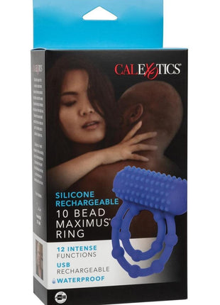 Silicone Rechargeable 10 Bead Maximus Couples Ring - Blue