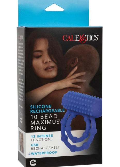 Silicone Rechargeable 10 Bead Maximus Couples Ring - Blue