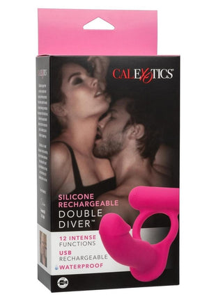 Silicone Rechargeable Double Diver Couples Ring - Pink