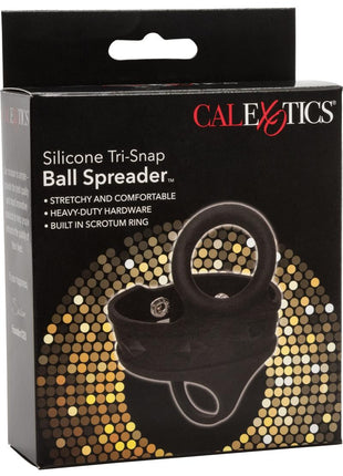 Silicone Tri-Snap Ball Spreader Cock Ring - Black - Large