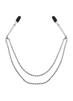 Sincerely Bling Nipple Clips - Black/Metal/Silver - 20in