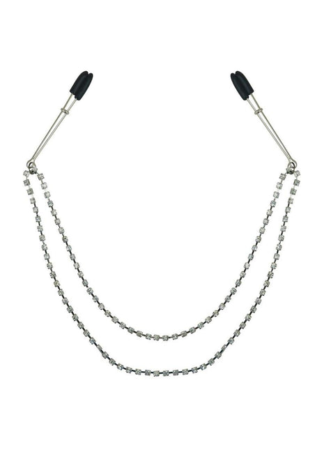 Sincerely Bling Nipple Clips - Black/Metal/Silver - 20in