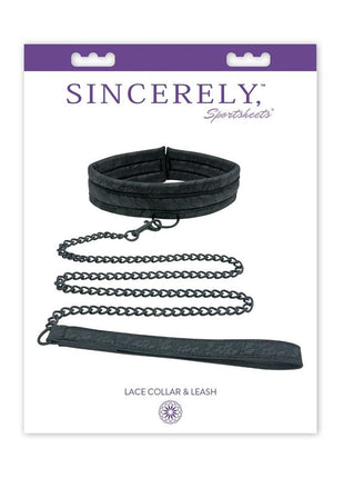 Sincerely Lace Adjustable Collar and Leash - Black - Set