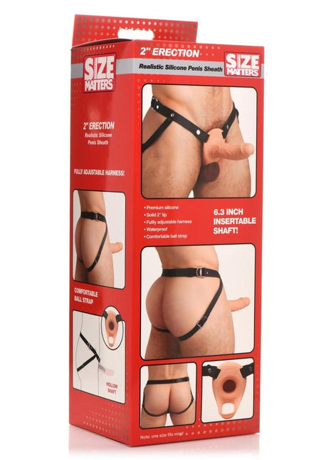 Size Matters 2 Erection Realistic Silicone Penis Sheath - Vanilla