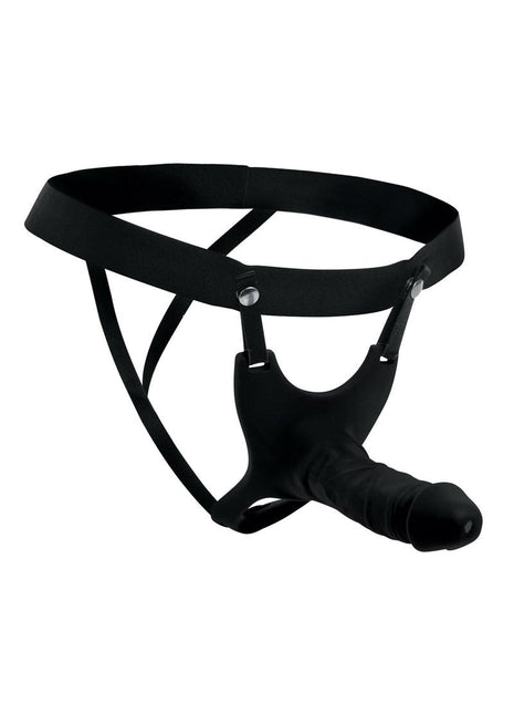 Size Matters Hollow Silicone Dildo Strap-On - Black