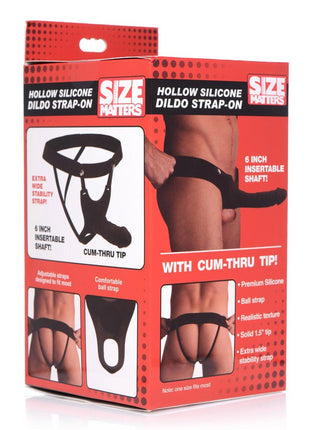 Size Matters Hollow Silicone Dildo Strap-On - Black