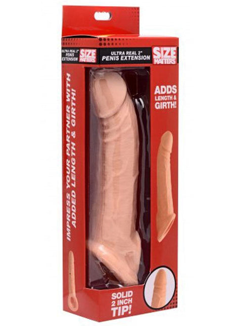 Size Matters Penis Extender Sleeve Realistic - Flesh/Vanilla - 2in