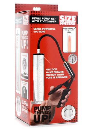 Size Matters Penis Pump Kit with 2in Cylinder - Clear