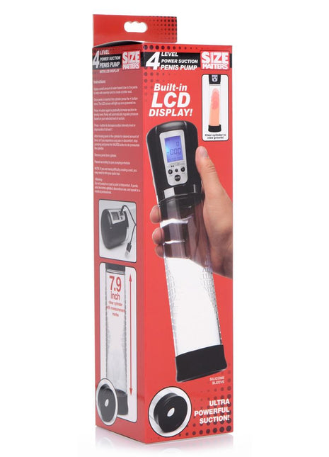 Size Matters Power Suction Penis Pump with Built- - Clear - Display