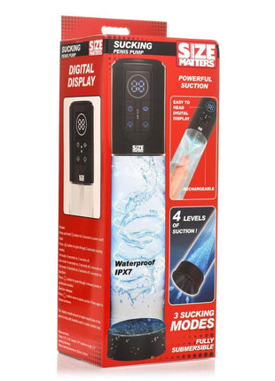 Size Matters Sucking Rechargeable Silicone Penis Pump - Black/Clear