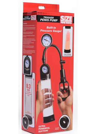 Size Matters Trigger Penis Pump with Built-In Pressure Gauge