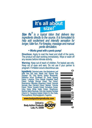 Size Rx Male Enhancement Gel - 2 Oz