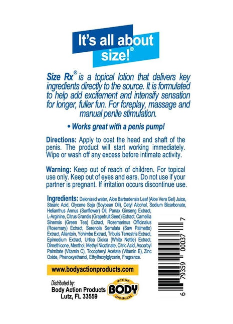 Size Rx Penile Enhancement Lotion - 4.5 Oz
