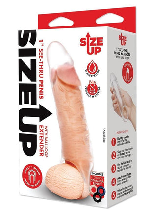 Size Up Classic Clear View Penis Extender with Ball Loop - Clear - 1in