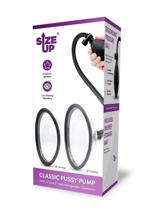 Size Up Classic Pussy Pump with Two Chambers - Black/Clear