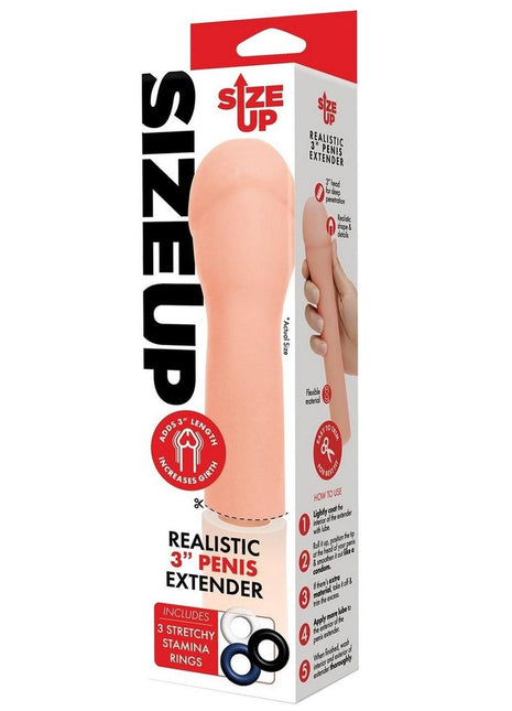 Size Up Extra Realistic Penis Extender - Vanilla - 3in