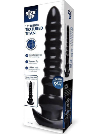 Size Up Ribbed Textured Titan Plug - Black - 13in