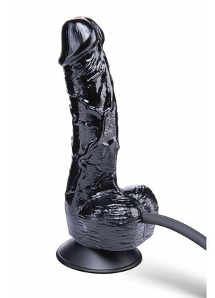Size Up Ripple Inflatable Silicone Dildo with Balls - Black - 6in