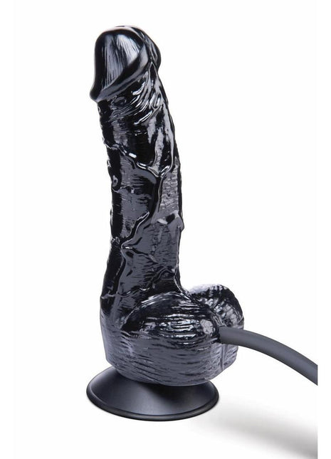 Size Up Ripple Inflatable Silicone Dildo with Balls - Black - 6in