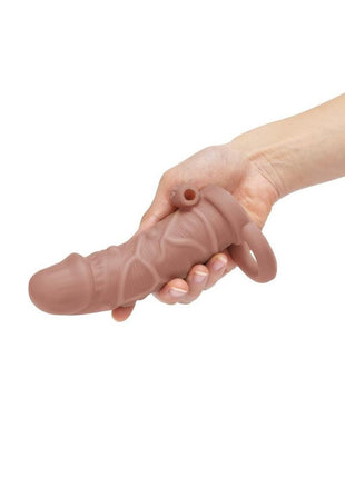 Size Up Silicone Vibrating Realistic Penis Extender with Ball Loop