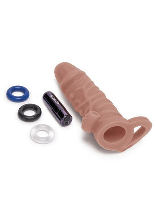 Size Up Silicone Vibrating Realistic Penis Extender with Ball Loop