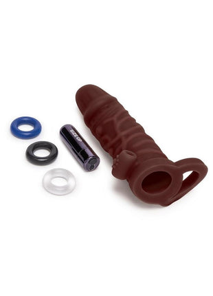 Size Up Silicone Vibrating Realistic Penis Extender with Ball Loop