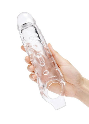 Size Up Studded Clear View Penis Extender with Ball Loop