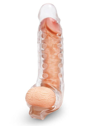 Size Up Studded Clear View Penis Extender with Ball Loop - Clear - 1in