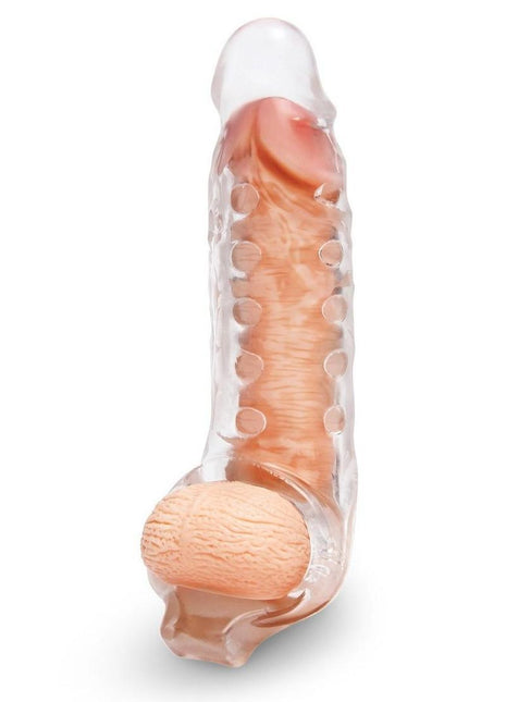 Size Up Studded Clear View Penis Extender with Ball Loop - Clear - 1in