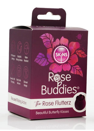 Skins Rose Buddies Rose Flutterz Rechargeable Silicone Clitoral Vibrator - Purple
