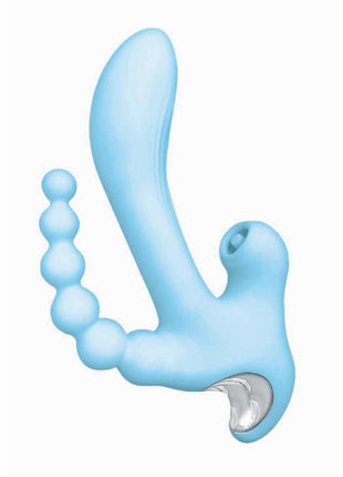 Sky Cirrus Three Way Rechargeable Silicone Vibrator - Blue