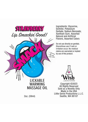 Smack Lickable Massage Oil 2oz - Strawberry