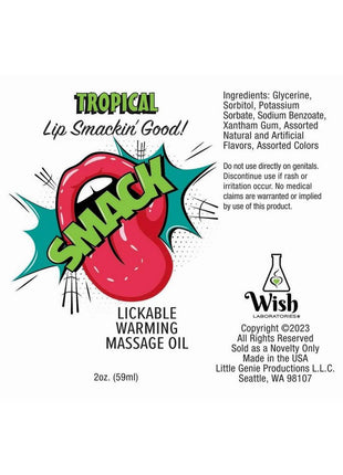 Smack Lickable Massage Oil 2oz - Tropical