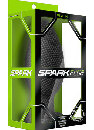 Spark Silicone Butt Plug - Medium - Carbon Fiber - Black - Medium