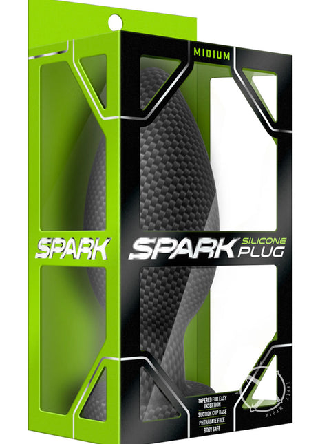 Spark Silicone Butt Plug - Medium - Carbon Fiber - Black - Medium