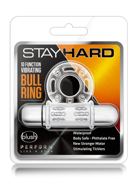 Stay Hard Vibrating Mega Bull Cock Ring - Clear