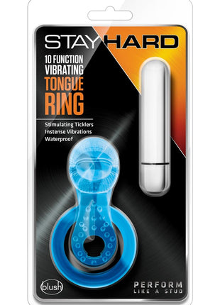 Stay Hard Vibrating Tongue Ring - Blue