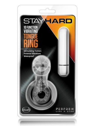 Stay Hard Vibrating Tongue Ring - Clear/Silver