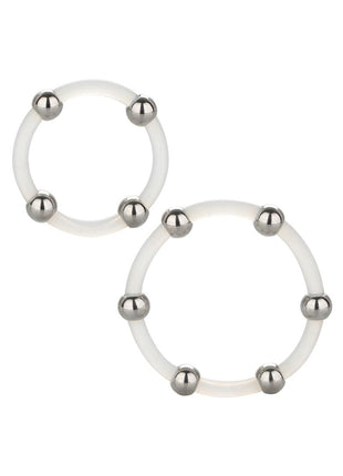 Steel Beaded Silicone Ring - Clear - Large/XLarge - 2 Per Set/Set