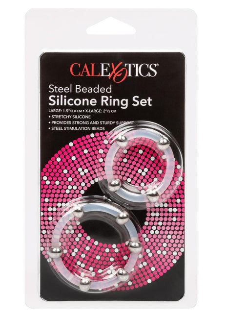 Steel Beaded Silicone Ring - Clear - Large/XLarge - 2 Per Set/Set