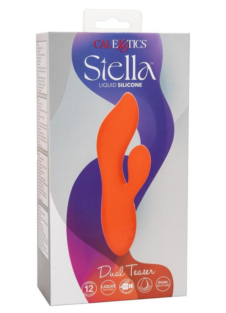 Stella Liquid Silicone Dual Teaser Rechargeable Vibrator - Orange