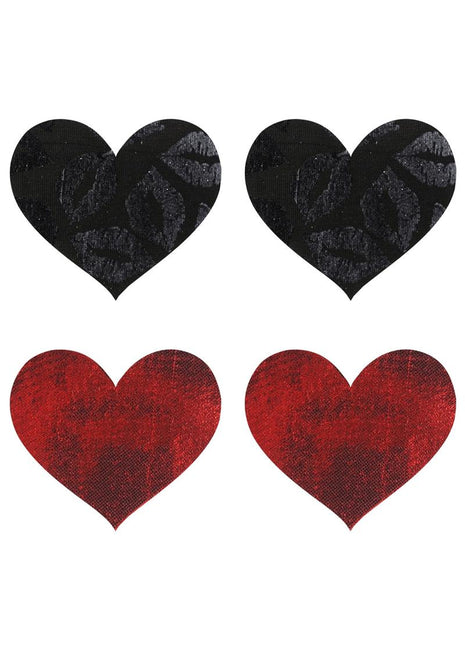 Stolen Kisses Hearts Pasties - Black/Red