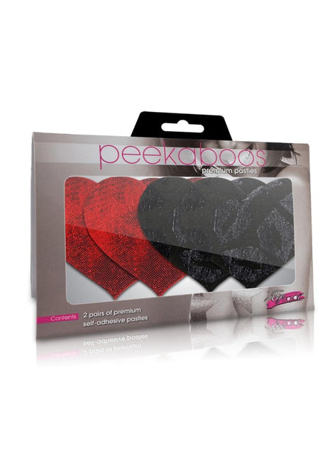 Stolen Kisses Hearts Pasties - Black/Red