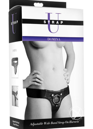 Strap U Domina Adjustable Wide Band Strap-On Harness - Black