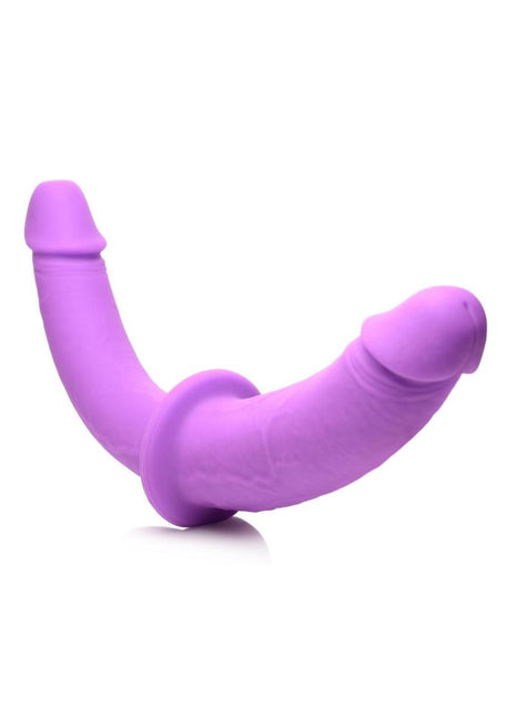 Strap U Double Charmer Silicone Double Dildo with Harness - Purple